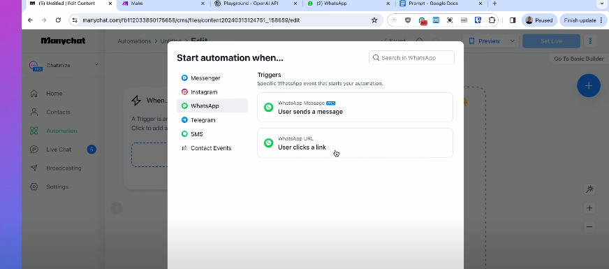 Create WhatsApp Automation -axiabits