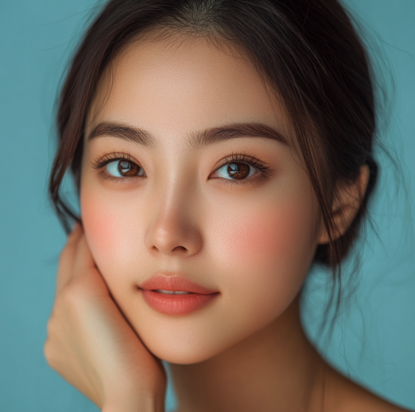 Young, asian woman with clear, gorgeous and flawless skin