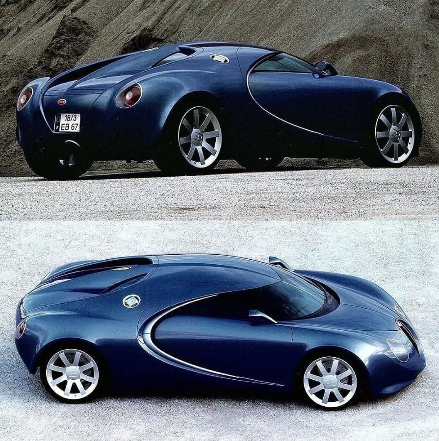 نموذج بوغاتي السري 1999 يضم محرك W18 فريد وتصميم مستوحى من عيون الحشرات، علامة ابتكارية بارزة. 