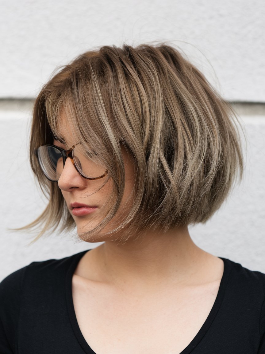 42. Brunette Textured Bob