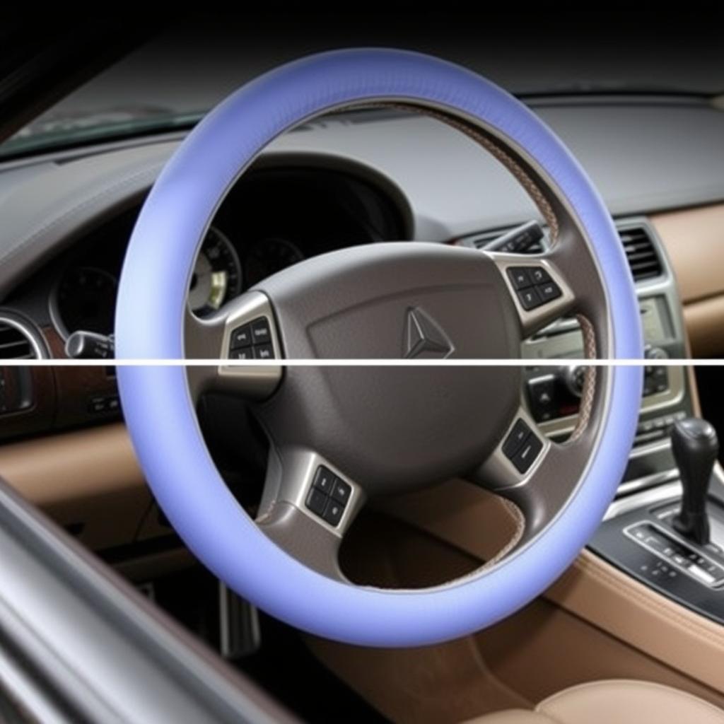 Steering wheel cover color-matched to car interior