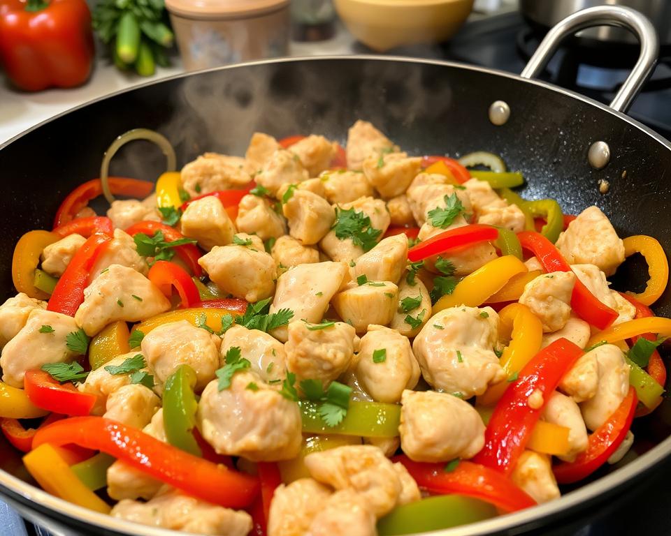 chicken with peppers and onions stir fry