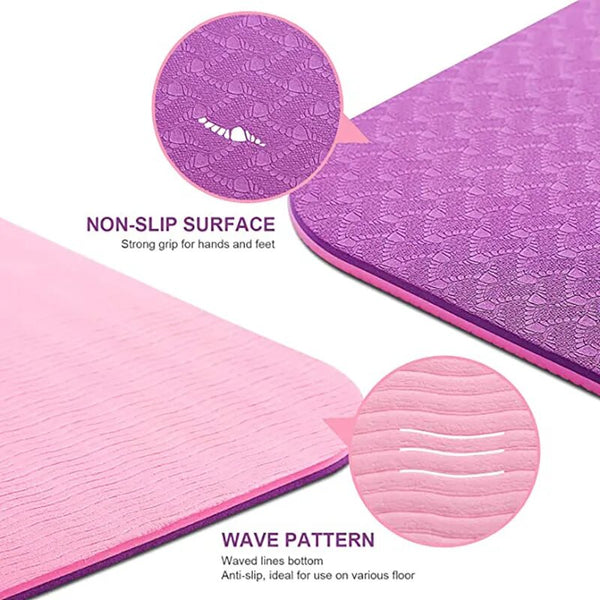 Yoga mat double layer home gym with tying rope and carry bag