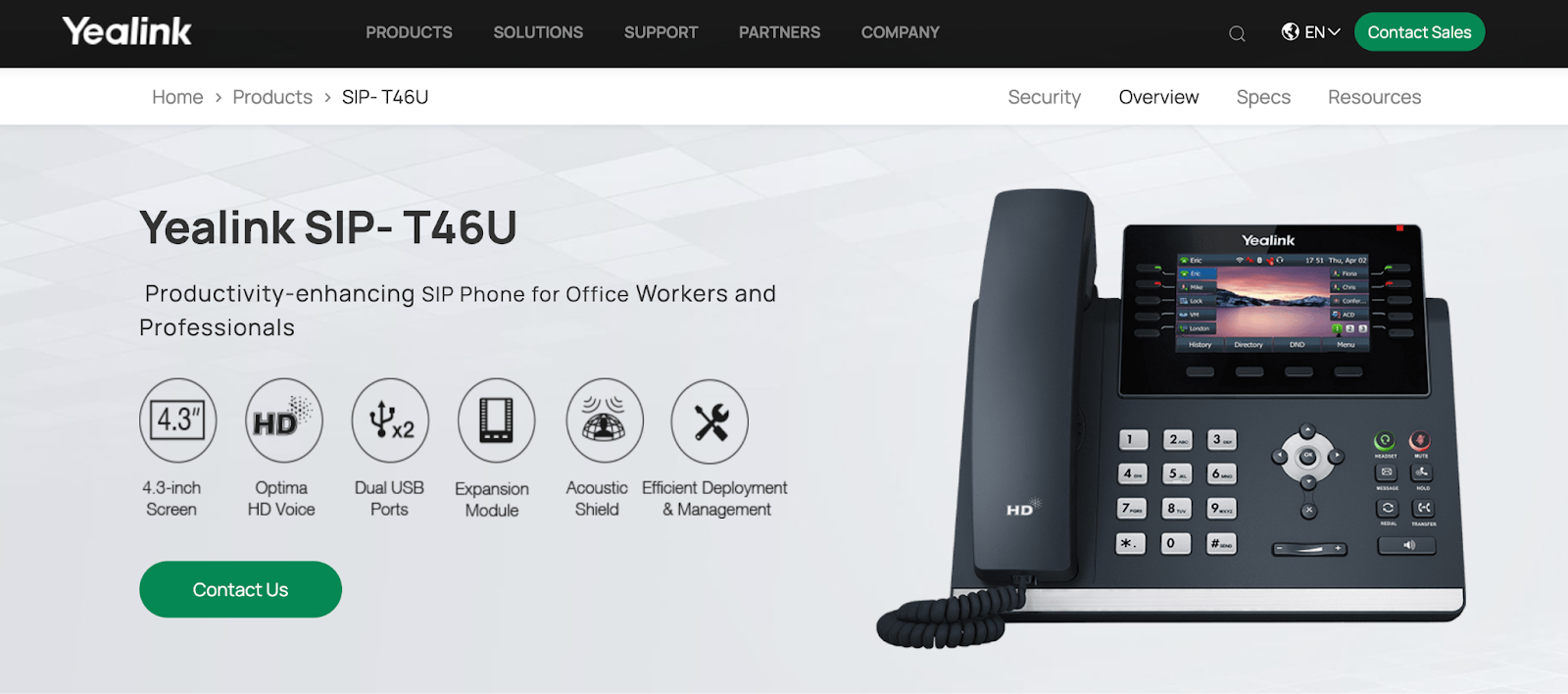 Screenshot of Yealink T46W - Best overall VoIP hardware for IT departments.
