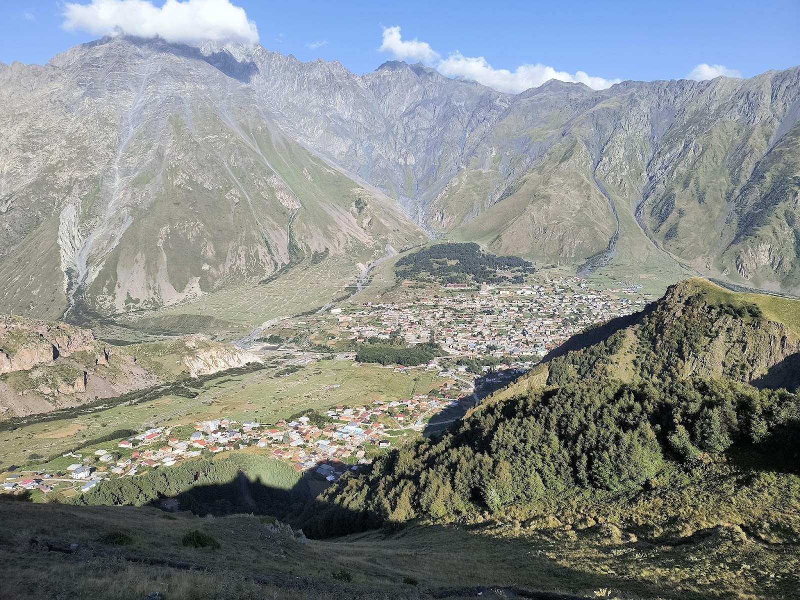 Overlook of Kazbegi from Gergeti Trinity Church