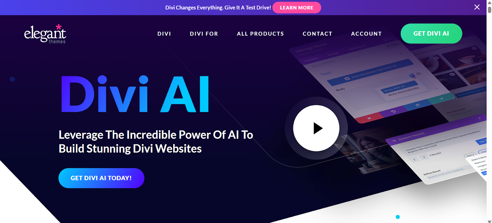 a screenshot of divi ai builder