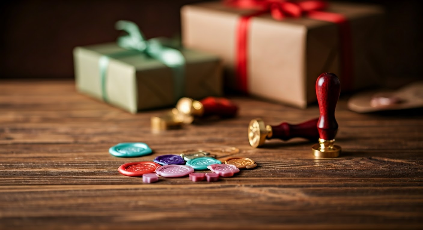 Wax seal stamps and colorful wax