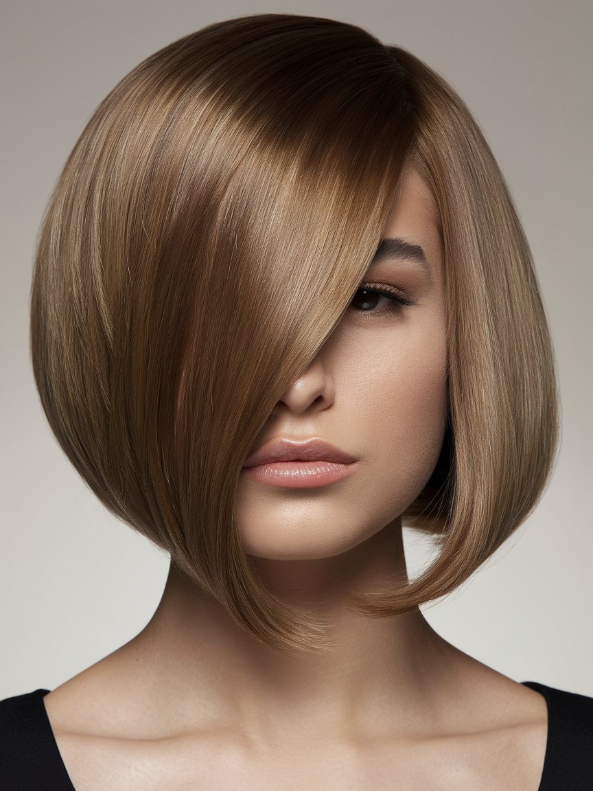 47. Short Bob with a Straight Cut and Deep Side Part