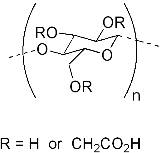 Fórmula da carboximetilcelulose (CMC).