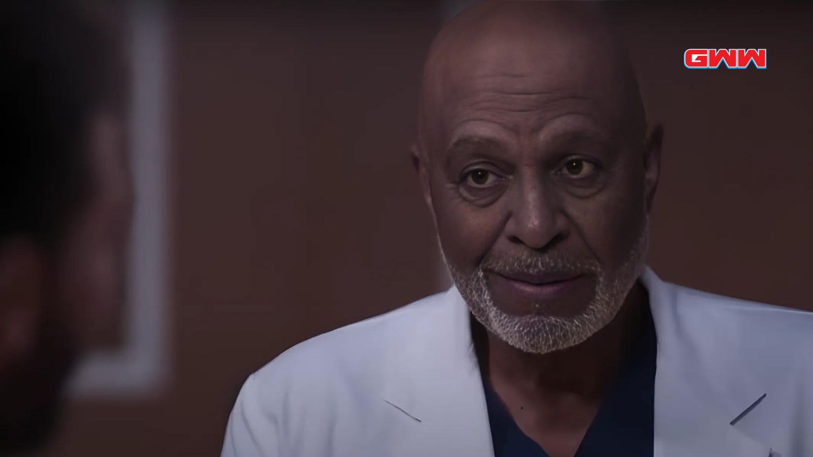 Richard Webber, played by James Pickens Jr., looks serious during conversation