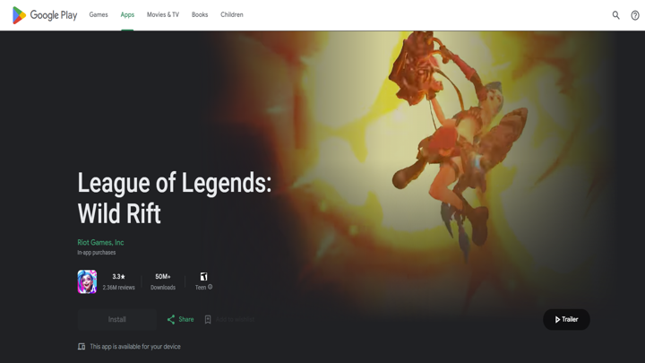 Download League of Legends from Play Store