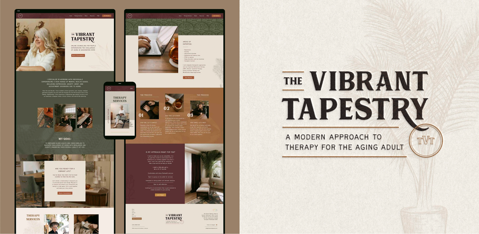 The Vibrant Tapestry as an example of earthy branding for a creative. 