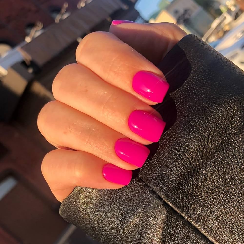 short hot pink nails