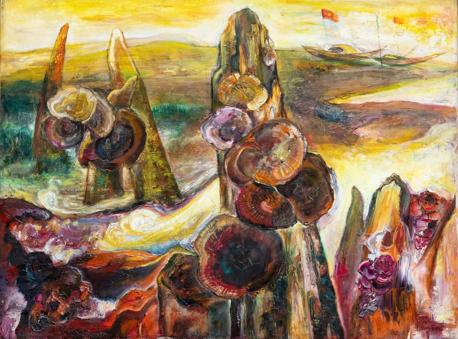 Tác phẩm “Huyền tích sông xưa” bí ẩn của họa sĩ Đoàn Tuyên trong triễn lãm "Gặp  gỡ mùa Thu" 