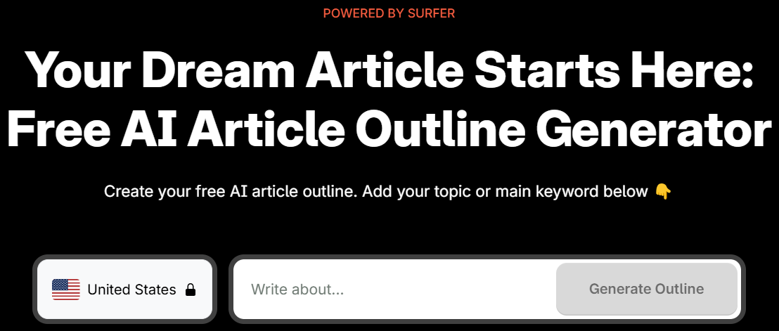 Surfer SEO free AI outline generator tool