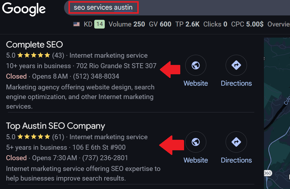 Drop servicing Google ranking