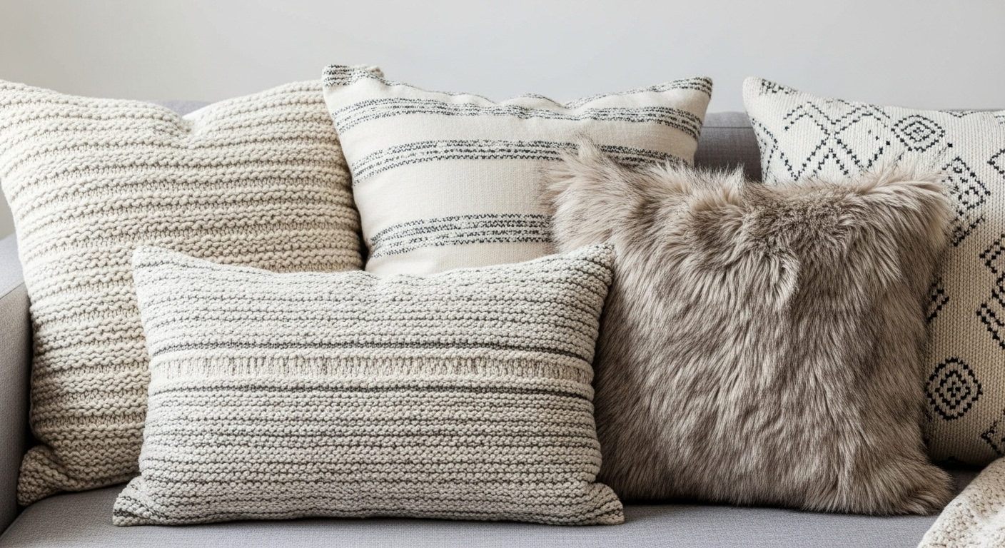 Textured Pillows in the living room