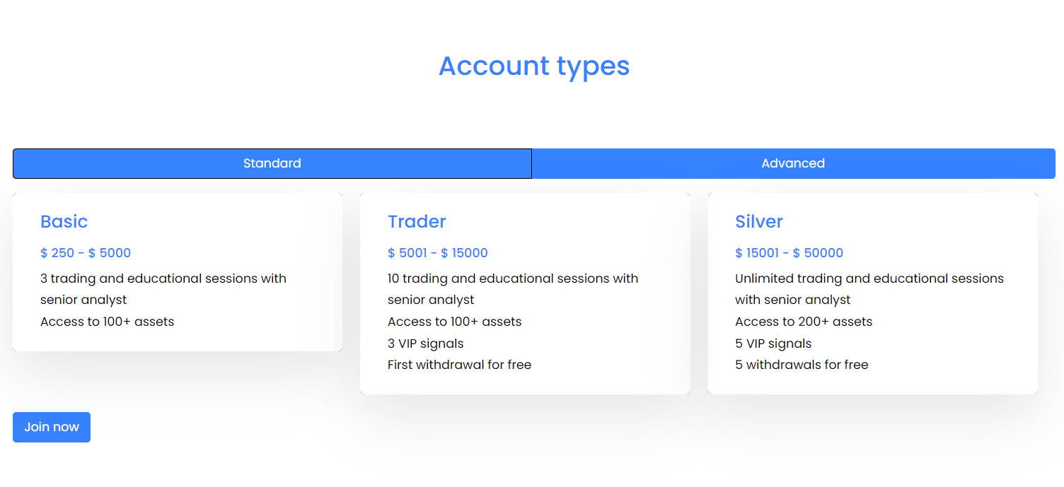 MS Limited account types