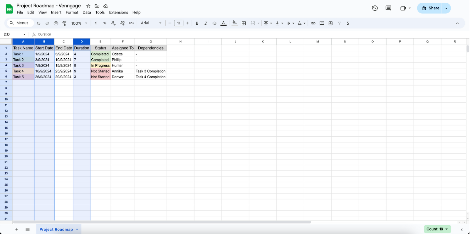 Selecting data on Google Sheets