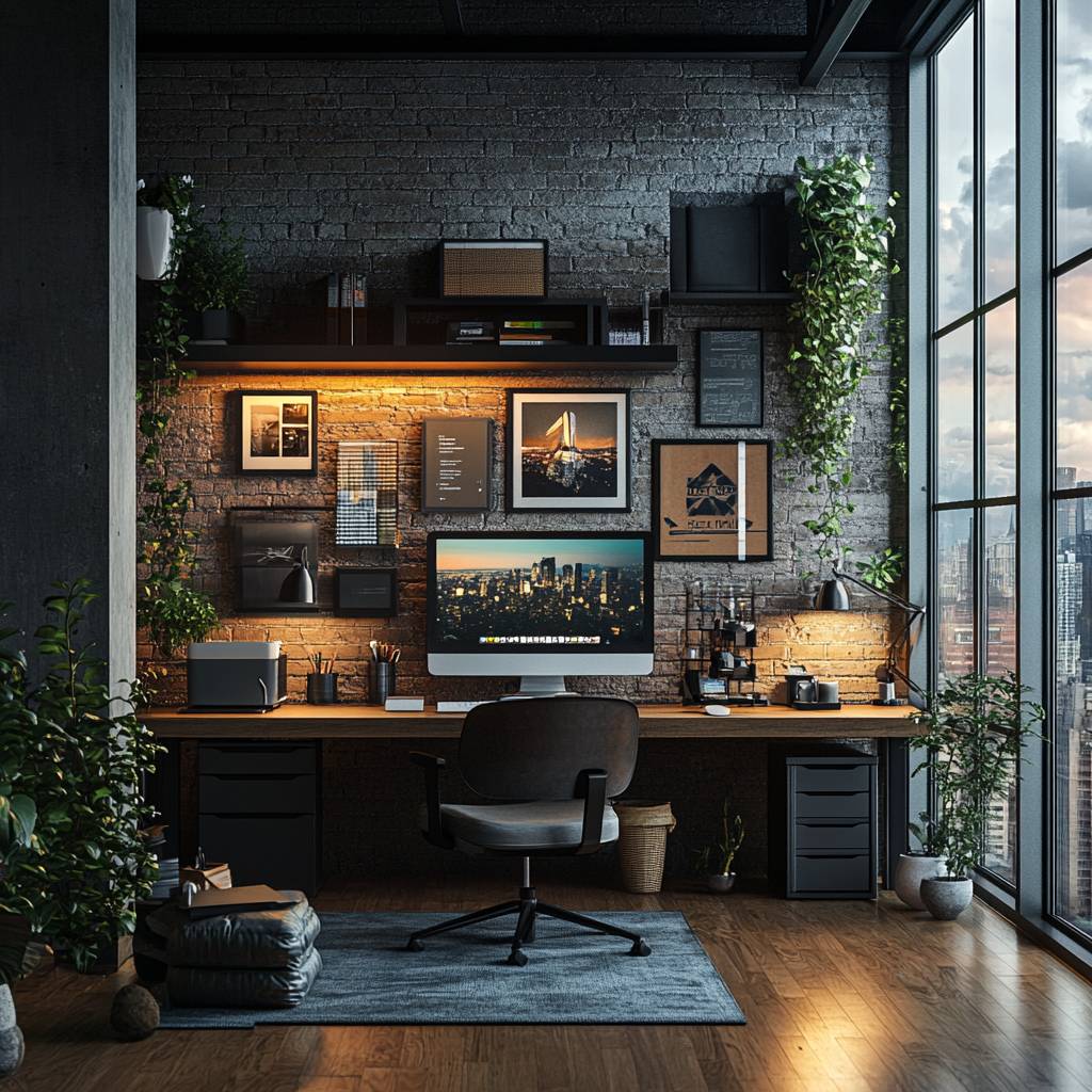 An empty chair for a creative professional at a modern office.