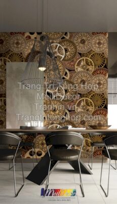 Giấy dán tường vintage hoặc giả gạch dùng trong quán café, spa
