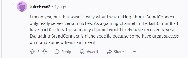 Review of YouTube BrandConnect on Reddit