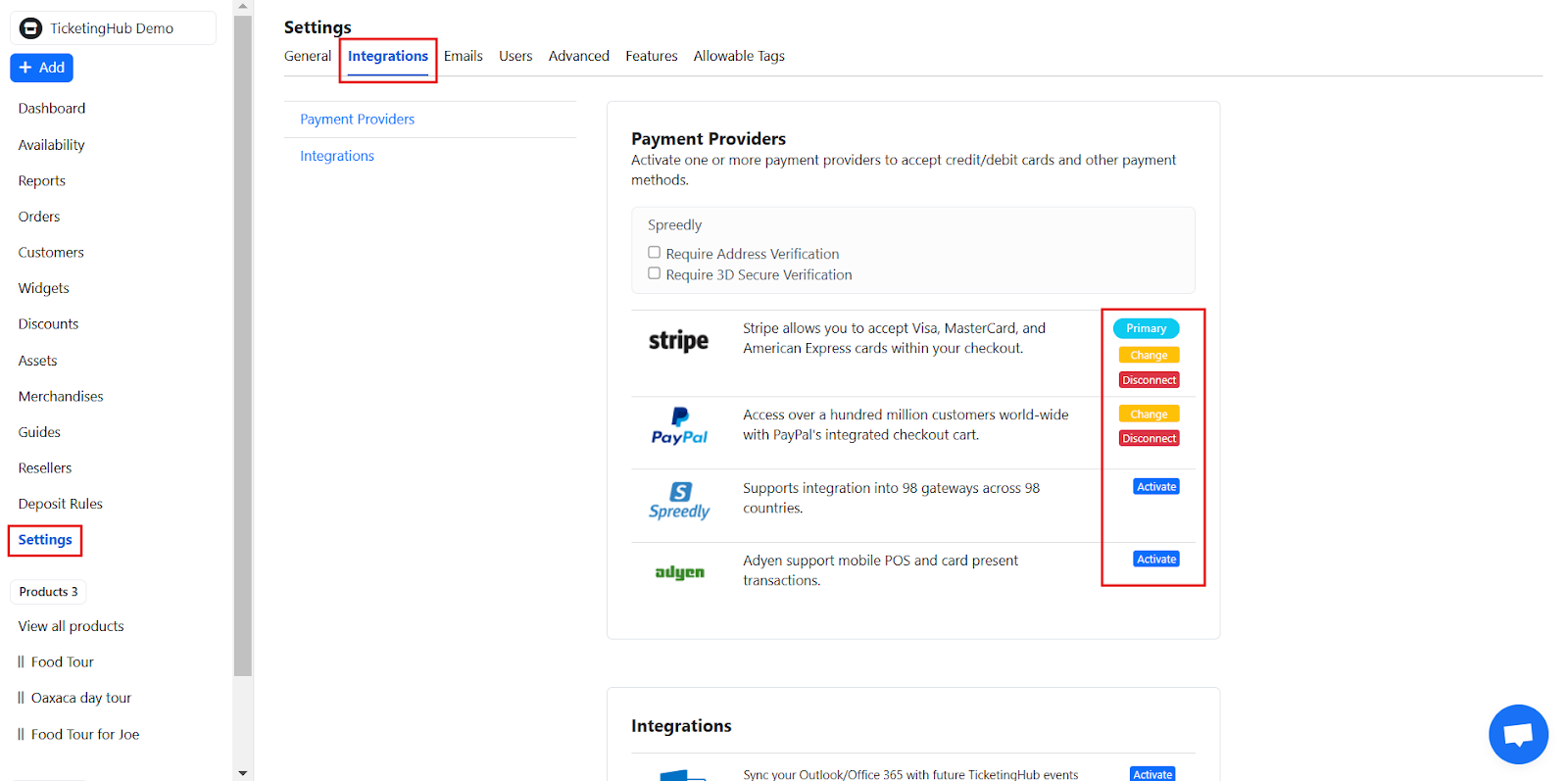 Select from various payment providers.