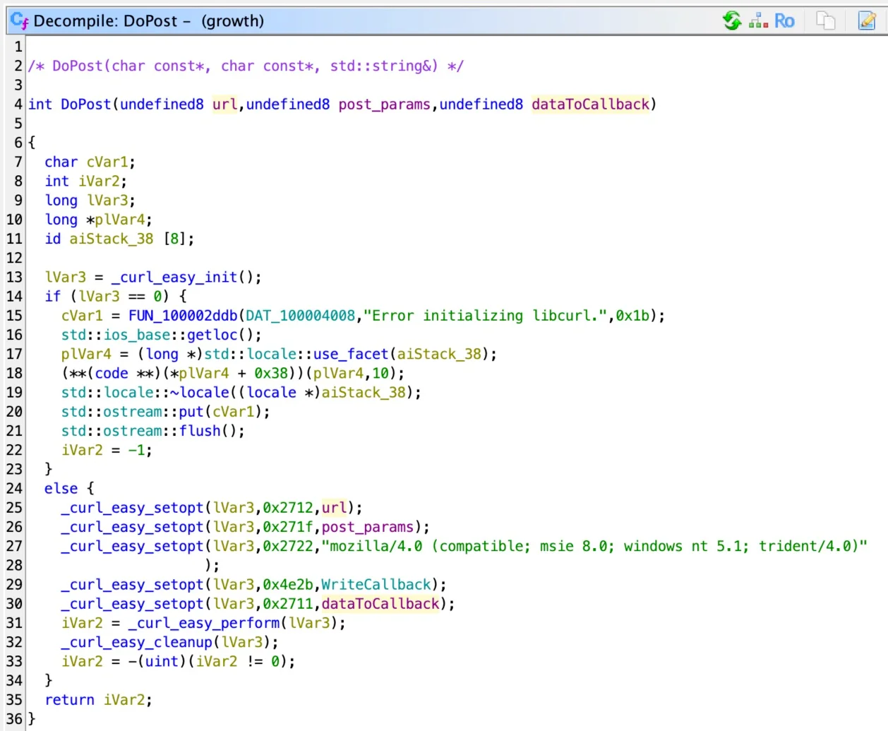 The DoPost function constructs and sends the HTTP request