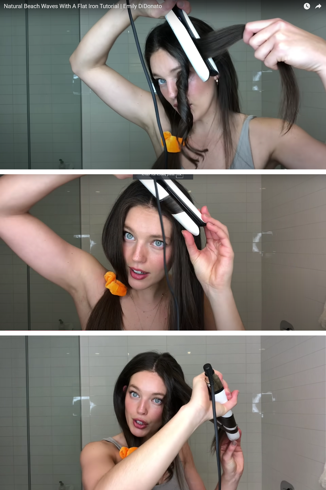 Snapshot of YouTuber's Natural Beach Waves Tutorial