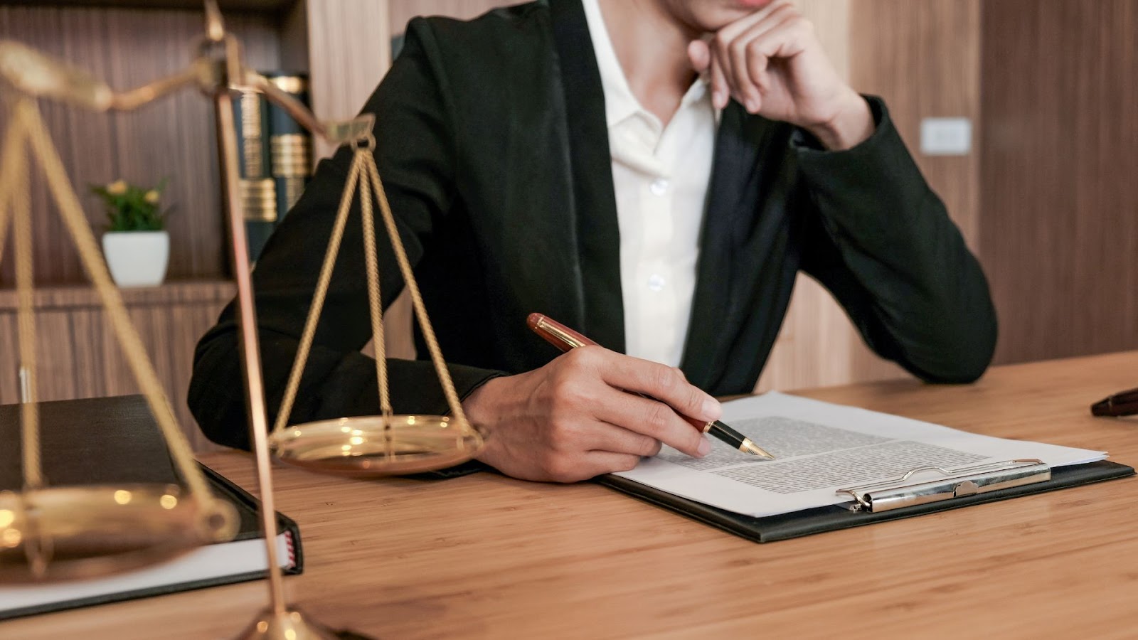 lawyer reviewing a document