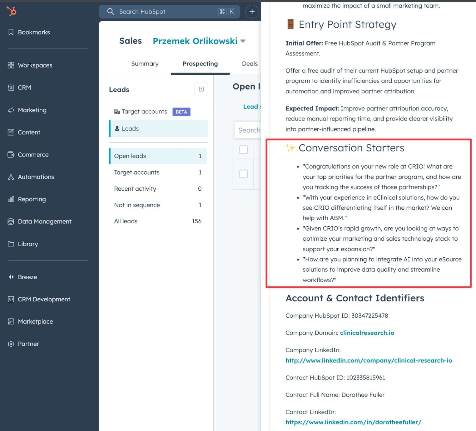 Account research generated by Chat GPT 4.5