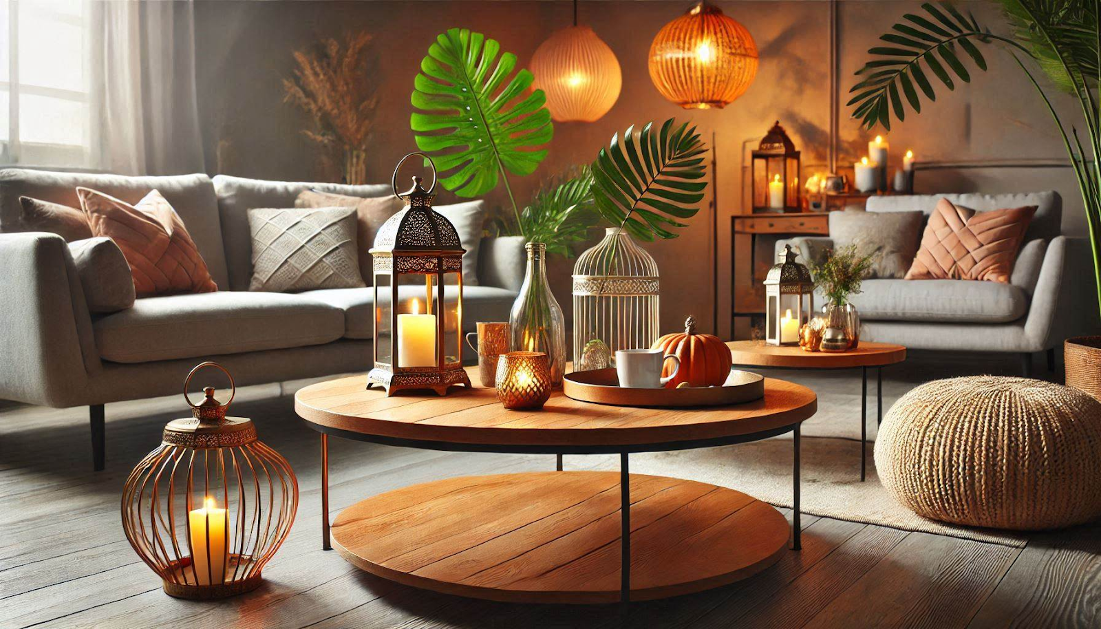 Coffee Table: Feature Candles and Lanterns