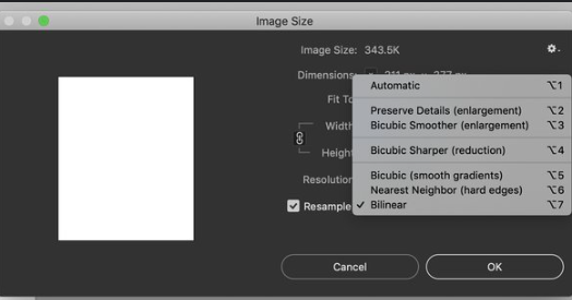 photoshop resample setting 