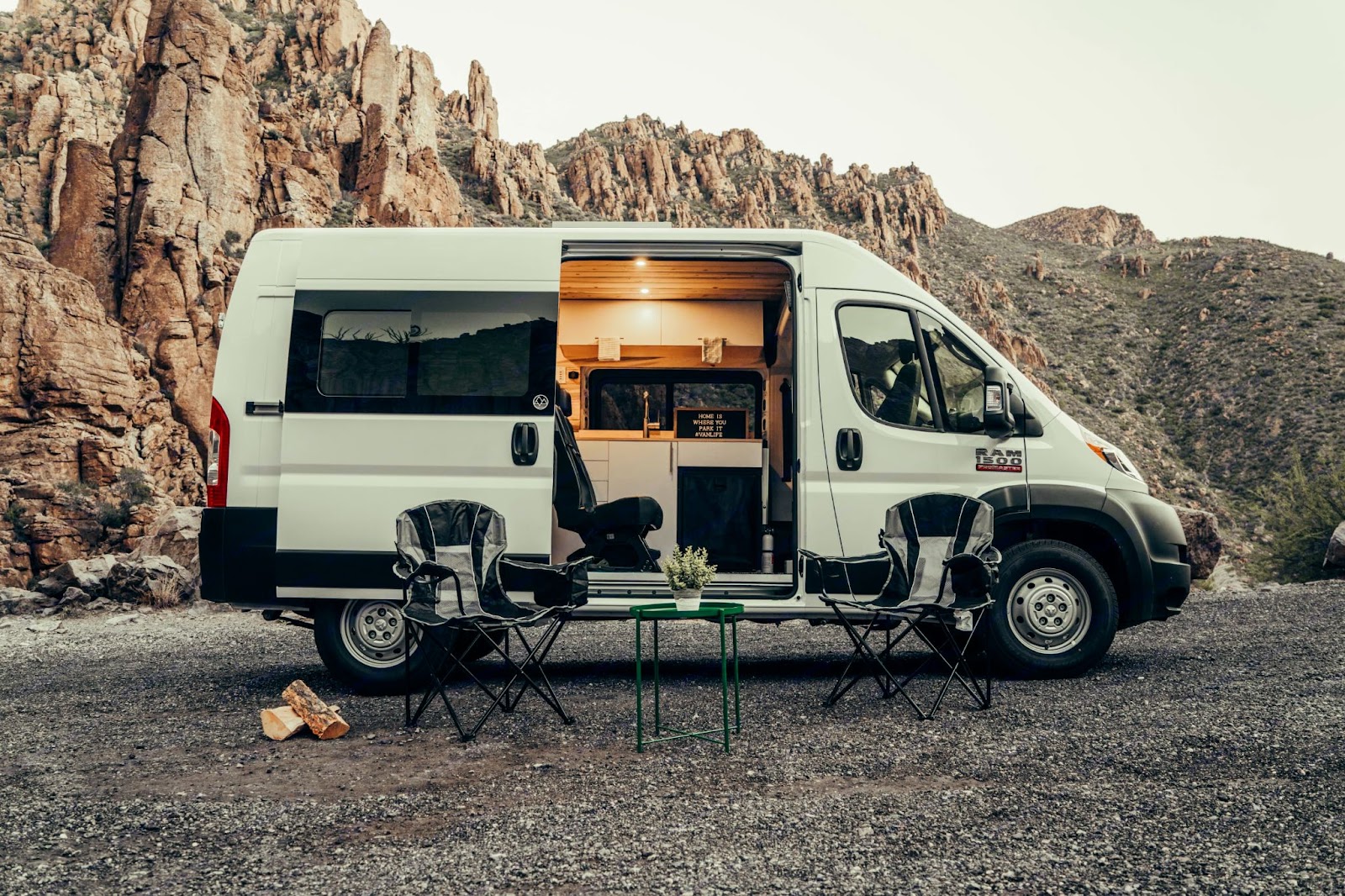 Campervan with patio set up