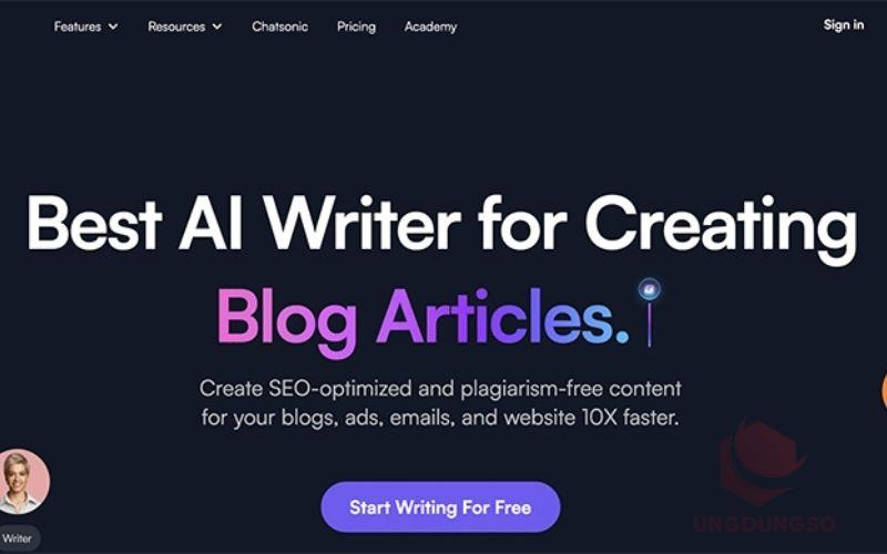 Công cụ viết content bằng AI Writesonic