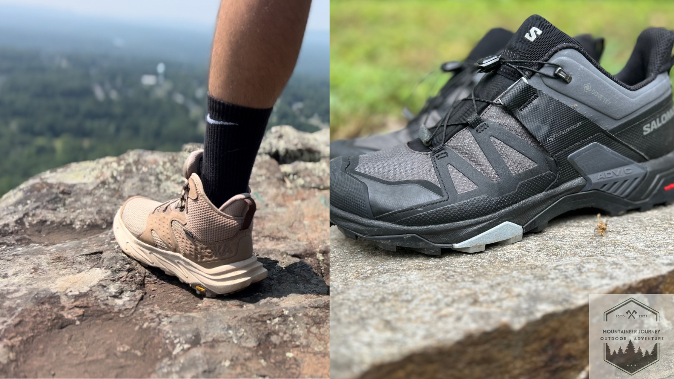 Comparing Hoka Anacapa(Left) to Salomon X Ultra 4 (Right) Two stark different hiking boots