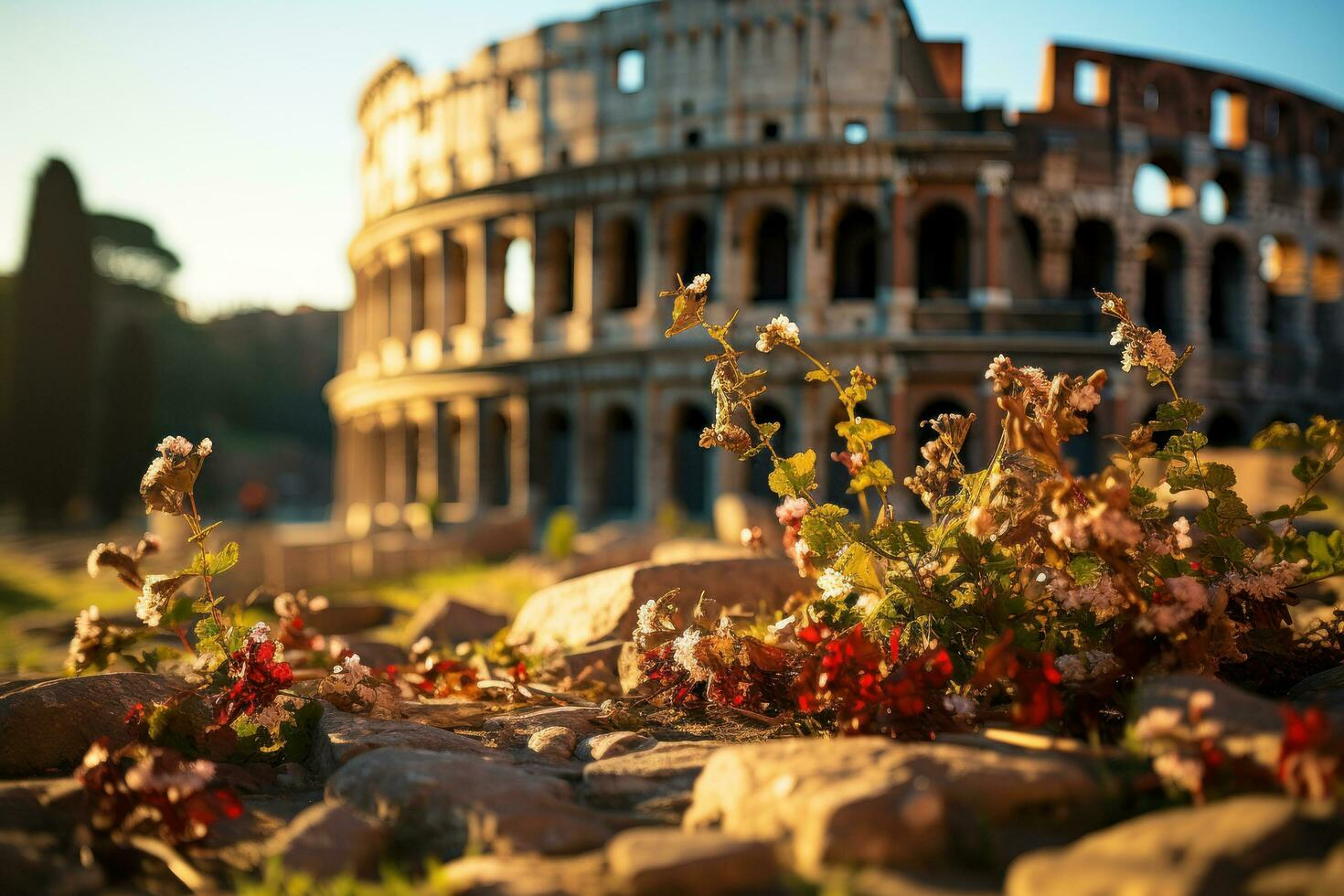 Famous arena at sunset nimes in spring travel tours