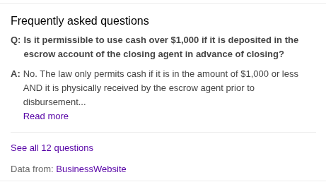 Bing Places import FAQs from the business website