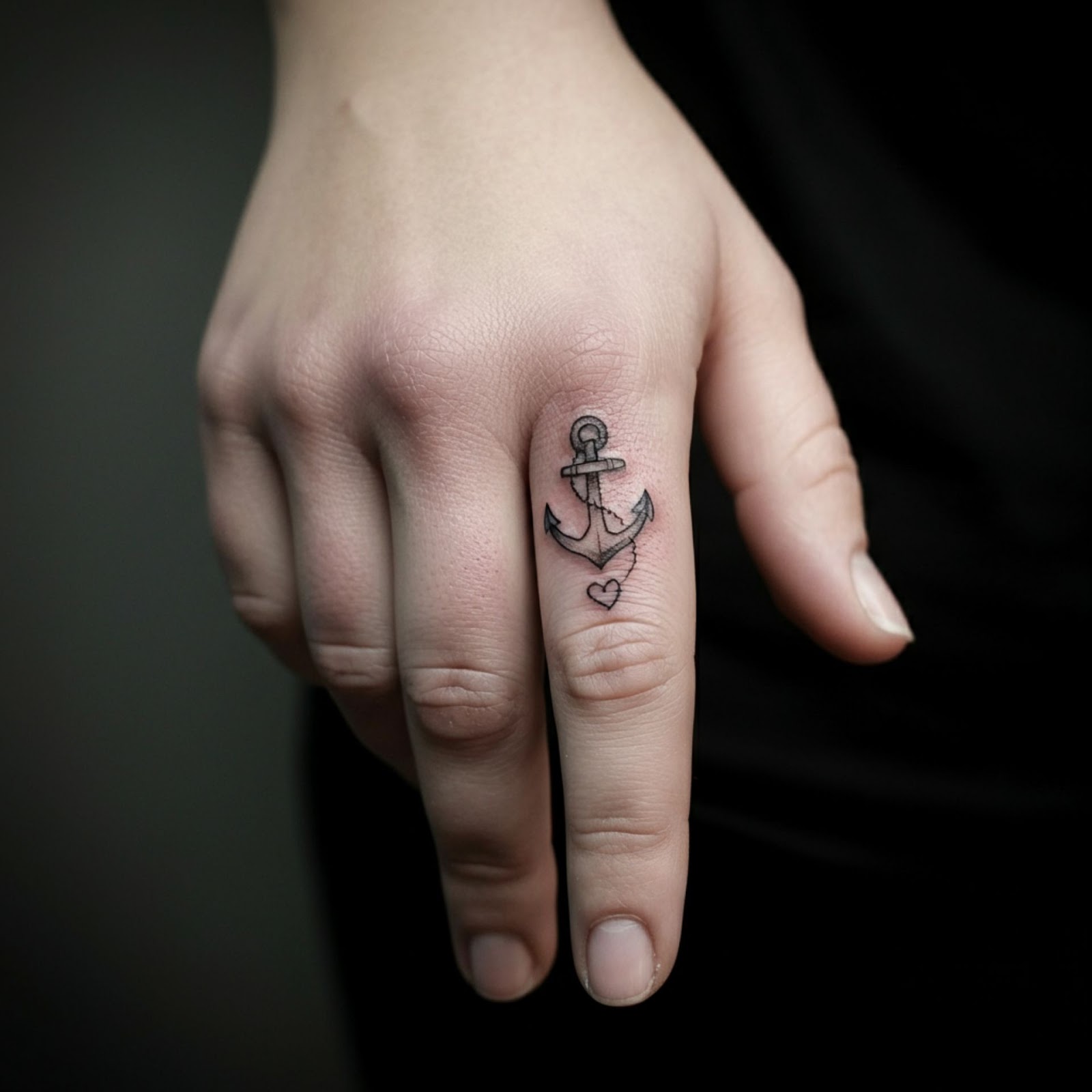 Anchor Tattoo on Finger