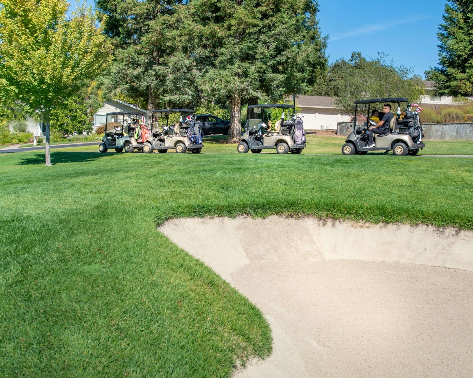 golf carts in line