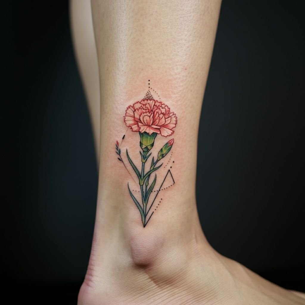 Carnation Ankle Tattoo