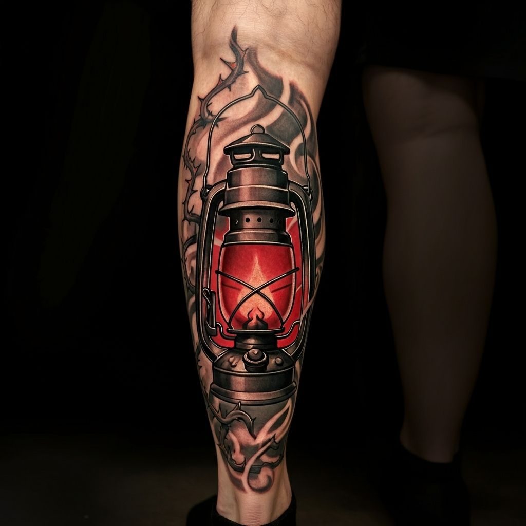 Traditional Lantern Tattoo