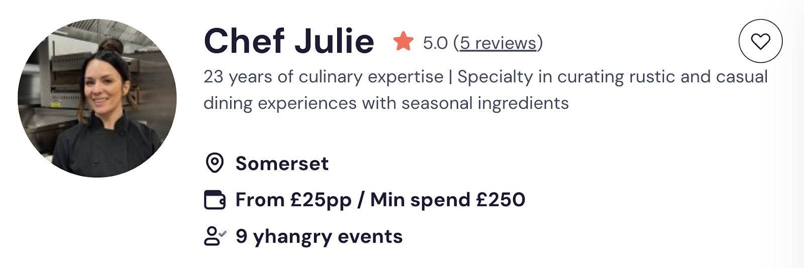 Chef Julie private party catering Exeter