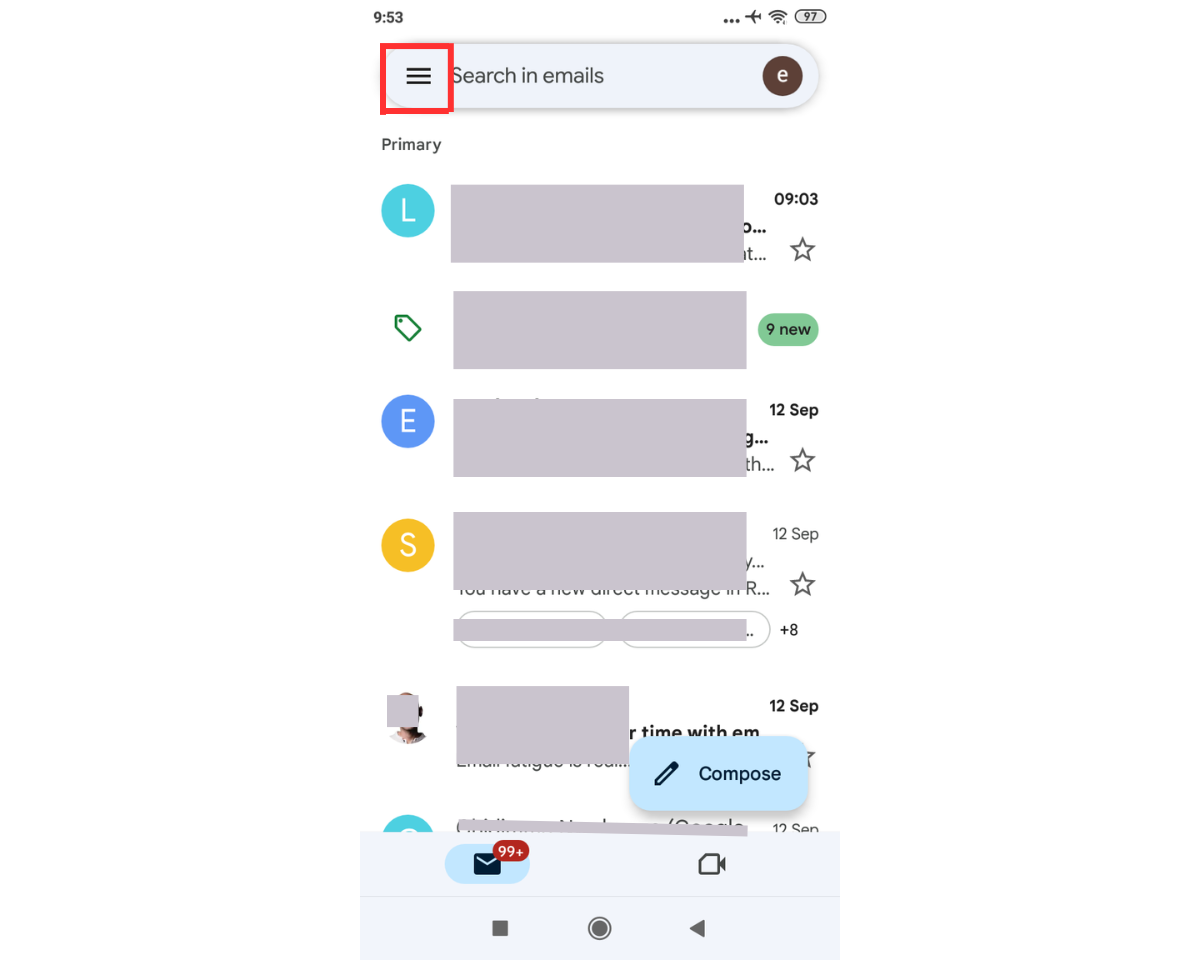 How to find contacts in Gmail on mobile: Open Gmail and click the menu button
