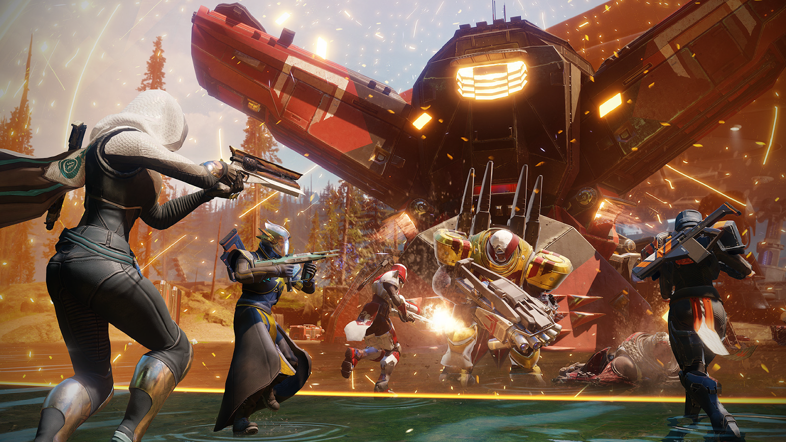 Screenshot of a battle in Destiny 2.