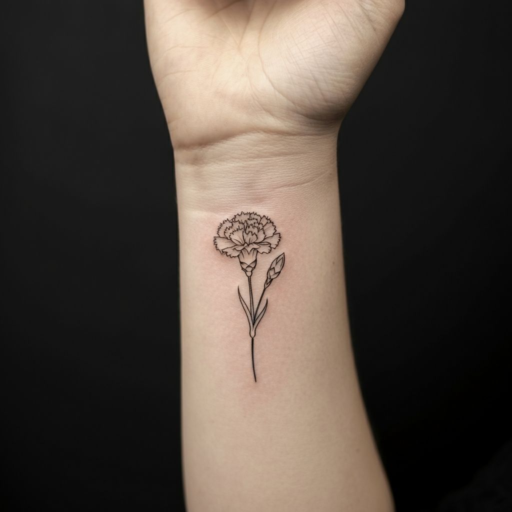 Carnation Tattoo Small and Minimalist

