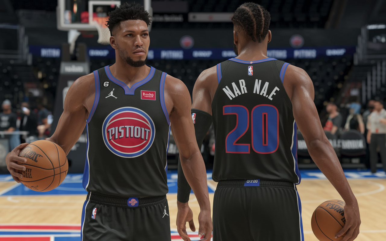  NBA 2K22 Pistons Concept Jersey Black NLSC