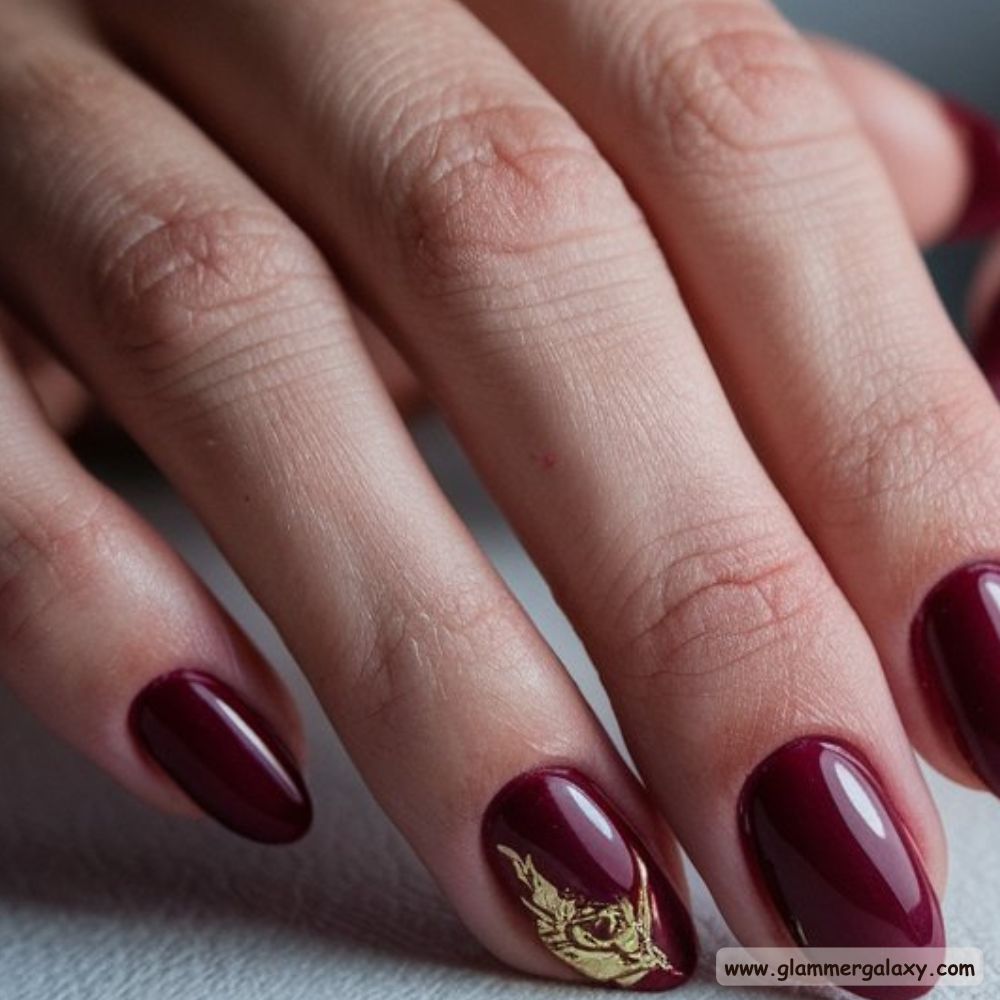 Old Money Inspired Nails having Burgundy Nails
