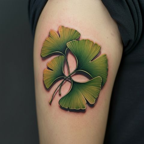 Realistic Ginkgo Leaf Tattoo