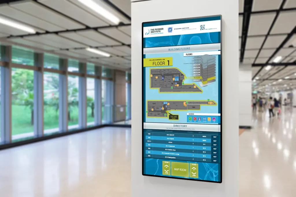 Using digital signs as interactive wayfinding tools around large workplaces is super helpful